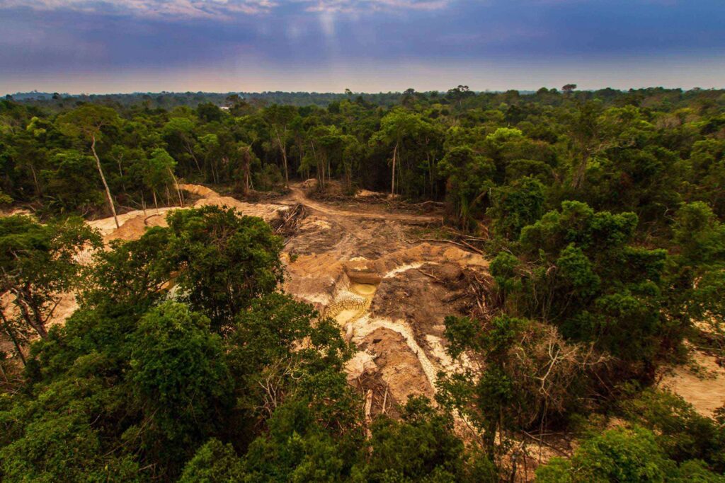 Promoting Gold Jewellery Recycling, The Ethical Issues Of Gold Mining In Amazon Regions With Birds Eye View Of Amazon Rainforest Affected By Deforestation 